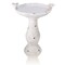 Off-White Ceramic Birdbath with Light-Brown Antique Finish and Solar Powered Weatherproof